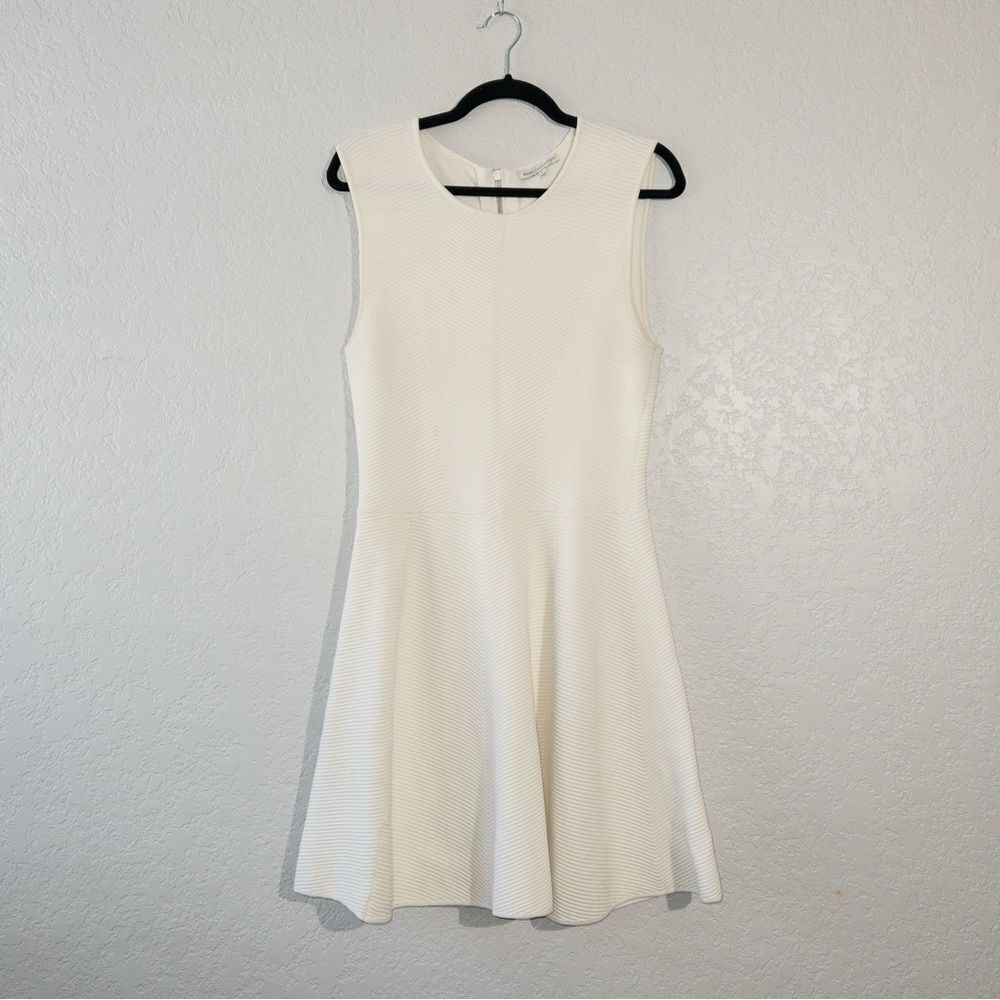 Rebecca Minkoff White Ribbed Fit & Flare Knit Dress Size Large